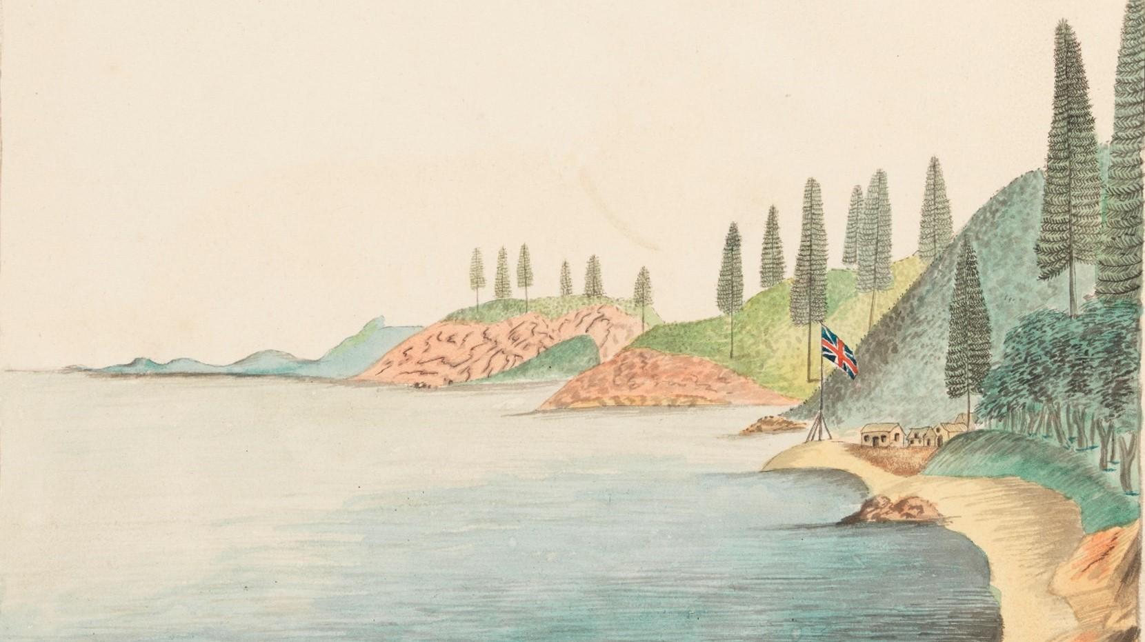 'A View of the West Side of Norfolk Island Taken from the West Side of Turtle Bay', 'The Lambert Drawings', State Library of New South Wales